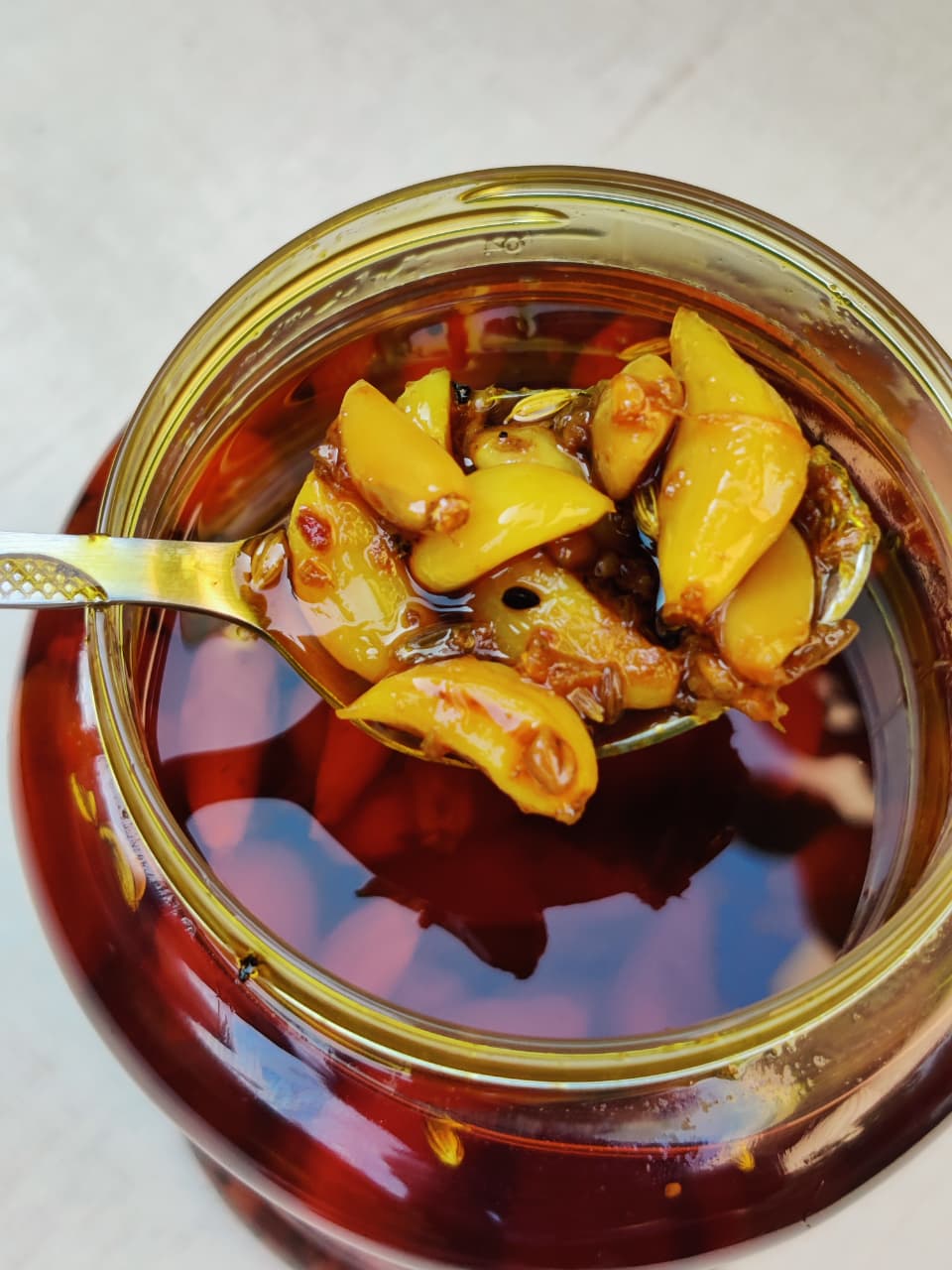 Homemade Garlic Pickle - Made in Mustard Oil